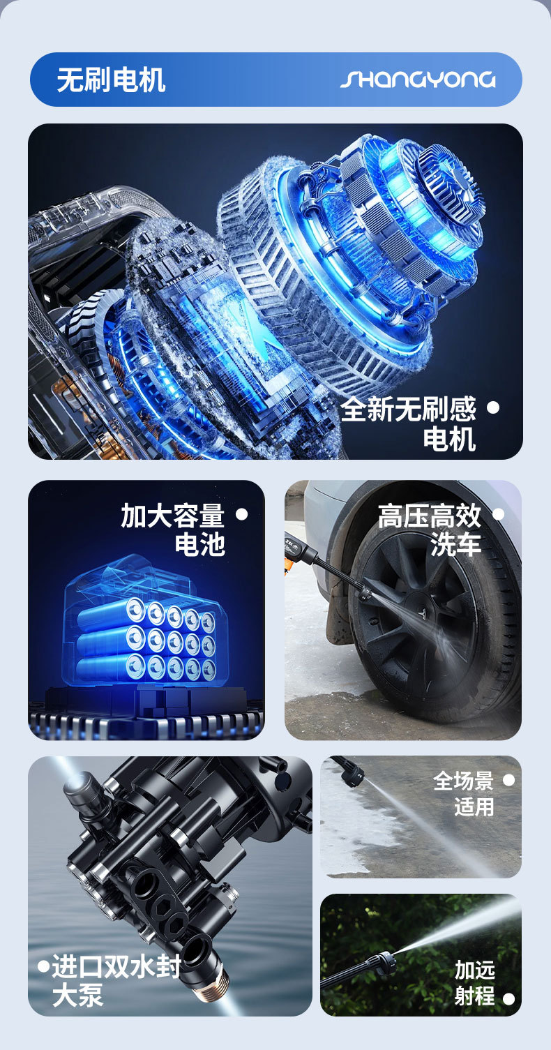 Cross-Border Car Wash Water Gun New Brushless Wireless Water Gun with Lcd Power Display Adjustable Gear Car Wash Machine