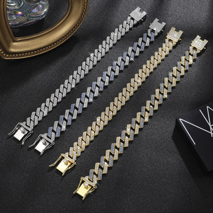 European and American alloy heavy industry full diamond Cuba chain high quality 14mm diamond diamond inlay men's rap hip-hop rough necklace