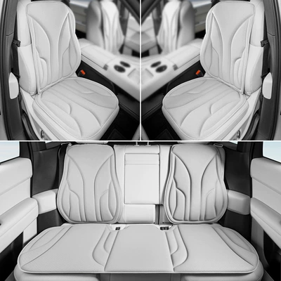 Four Seasons Pad | New Hot-Selling Car Seat Cushions, Four-Season - off-white-7-piece-set-front-and-rear-seat-cushions-4-backrests-luxurious-anti-fouling-leather-latex-cotton-core-not-tired-after-sitting-for-a-long-time