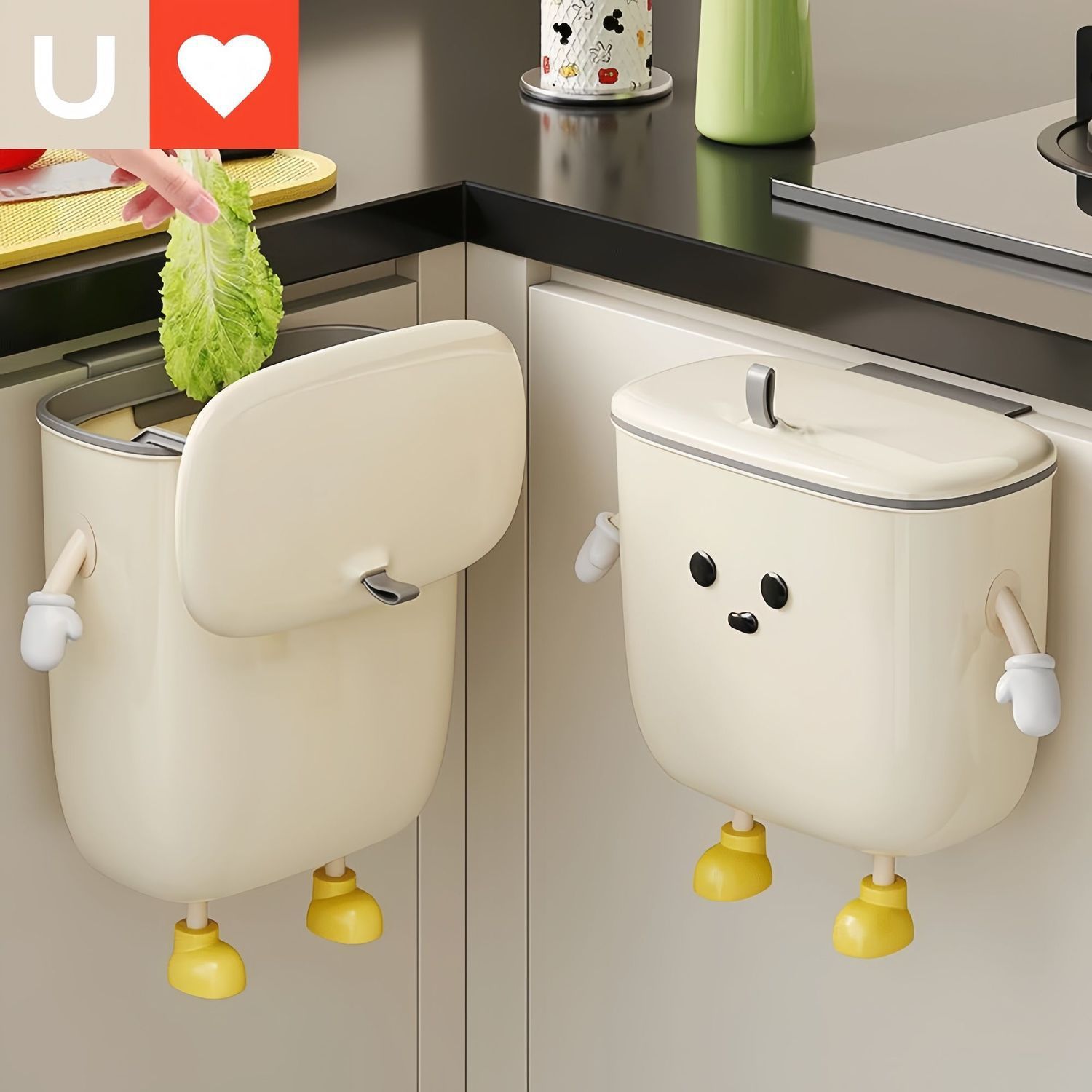 Kitchen Trash Can Household Wall-Mounted with Lid Living Room Kitchen Waste Bathroom Toilet Storage Paper Basket