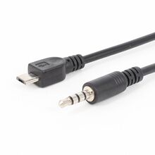 工厂音频3.5mm 4节公头转micro5p公安卓手机数据传输充电线40cm