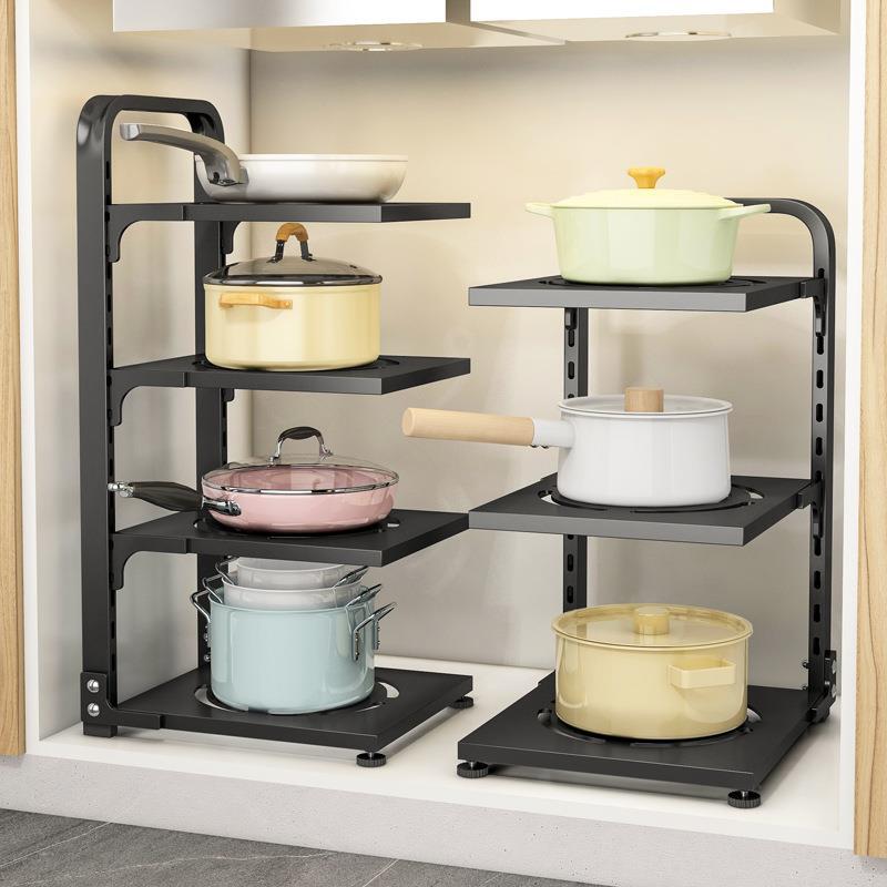廚房置物架家用落地多層鍋具收納架子多功能下水槽櫥櫃分層放鍋架