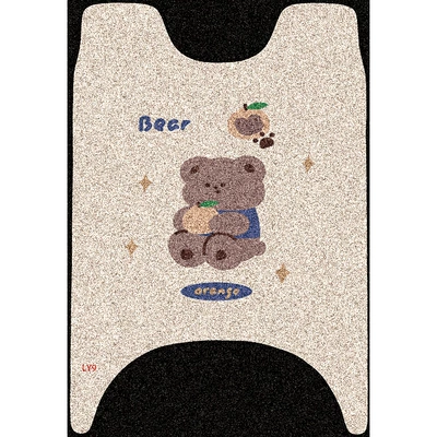 Cute Cartoon Foot Mats, Waterproof | Electric vehicle foot mat - orange-bear