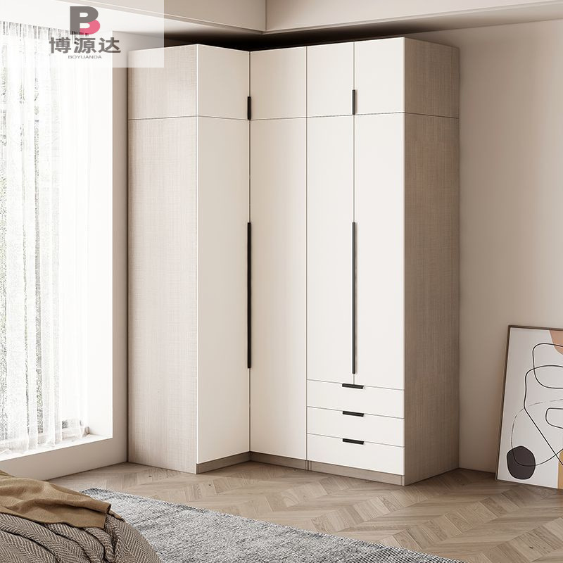 ins奶油风转角衣柜家用卧室自由组合衣橱小户型现代多功能衣柜