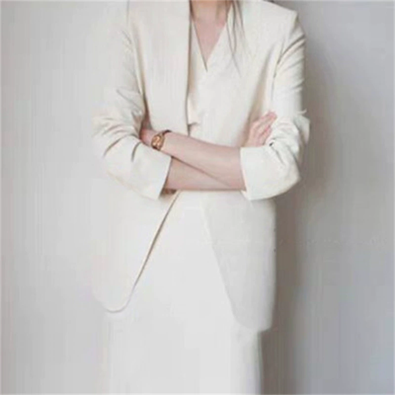 Модный костюм, костюм, юбка, женский весенний повседневный осенний лоскутный пиджак 2024, белая юбка, комплект из двух предметов