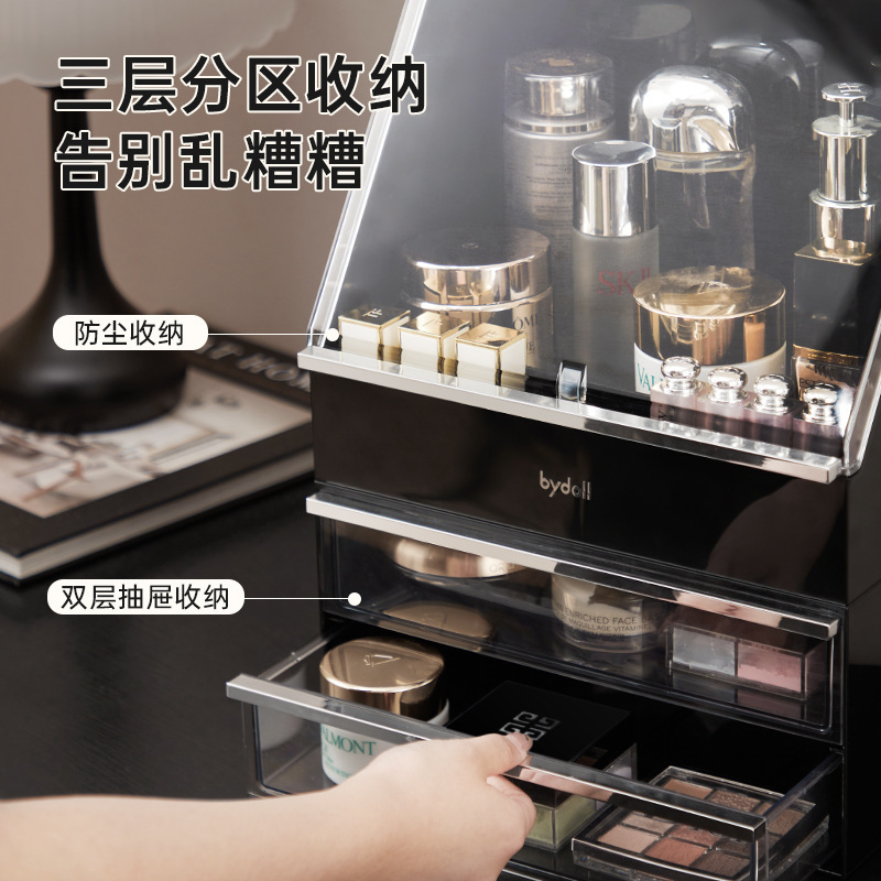 化粧品収納ボックス、ハイエンドデスクトップドレッシングテーブル、大容量のスキンケア製品収納ラック、口紅パフ収納ボックス|undefined
