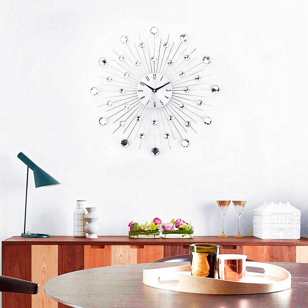 Nórdico mudo hora mano colgante de pared reloj estrellado hogar simple hierro luz lujo creativo sala de estar Reloj de pared grande