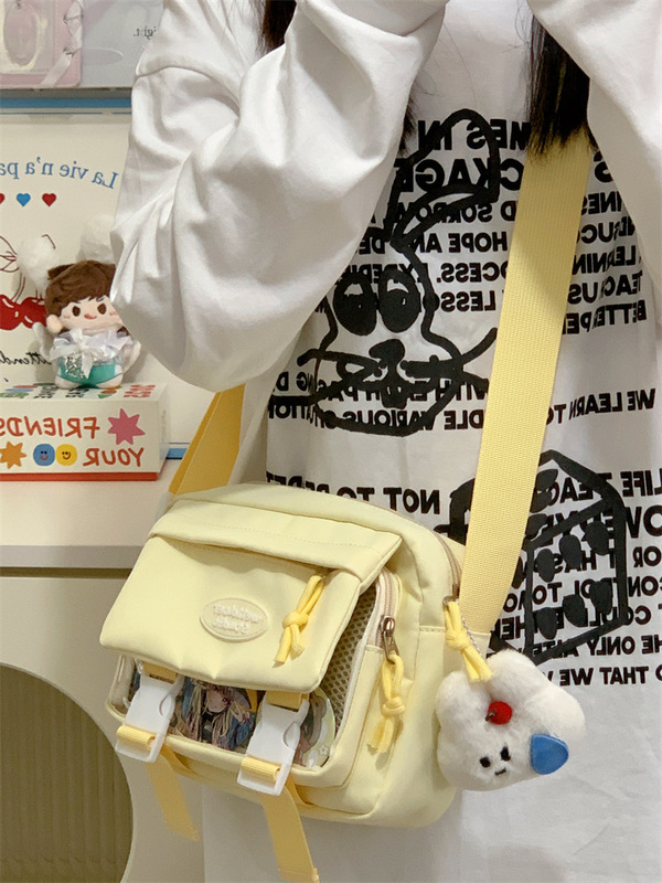 日本インズコントラストカラーかわいい小さな新鮮な痛みバッグ女子学生多用途軽量透明クロスボディバッグショルダーバッグ|undefined