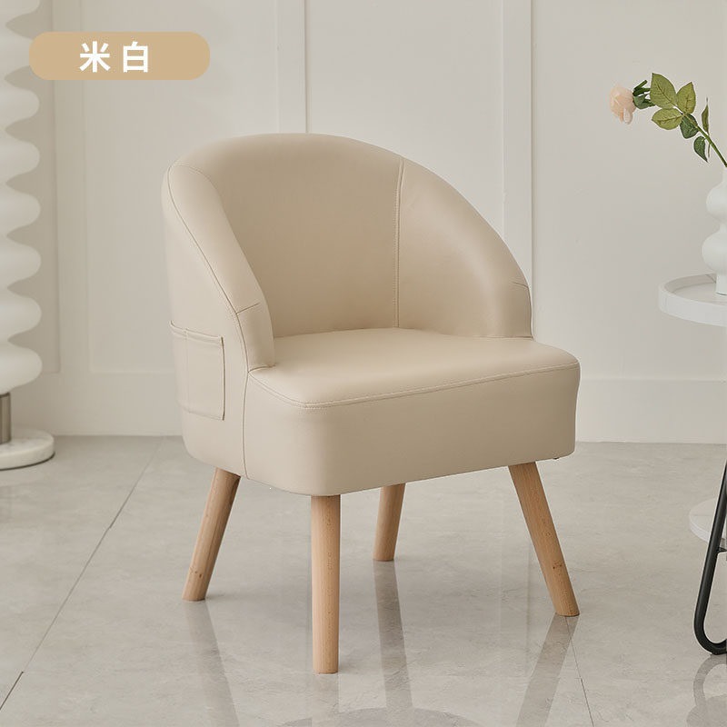 Sofá de ocio de madera sólida silla de respaldo de dormitorio pequeño balcón tela económica perezosa