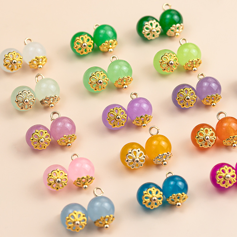 新中式旗袍盘扣扣子花托仿玉石圆珠扣国风扣子汉服盘扣女装饰纽扣