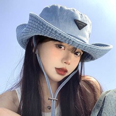 春秋水洗西部牛仔帽户外徒步登山帽韩系新款遮阳帽子女复古渔夫帽