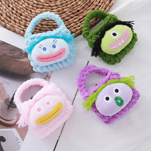韩版丑萌辫子针织包毛绒手提包儿童毛线编织零钱包收纳包挂饰批发