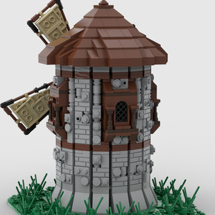 Moc-154793 Castle Themed Medieval Windmill Model Construction Toy 1144 Particle Number