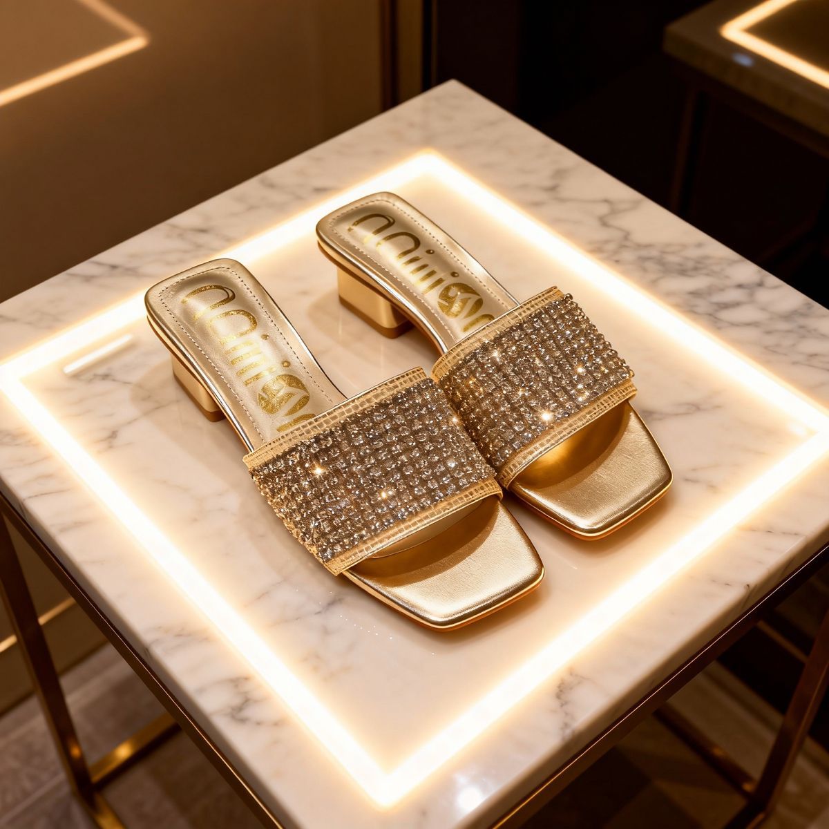 Zapatillas de tacón grueso de verano para mujer, sin cordones, para uso exterior, con pedrería, estilo moderno, suministro exclusivo transfronterizo de fábrica.