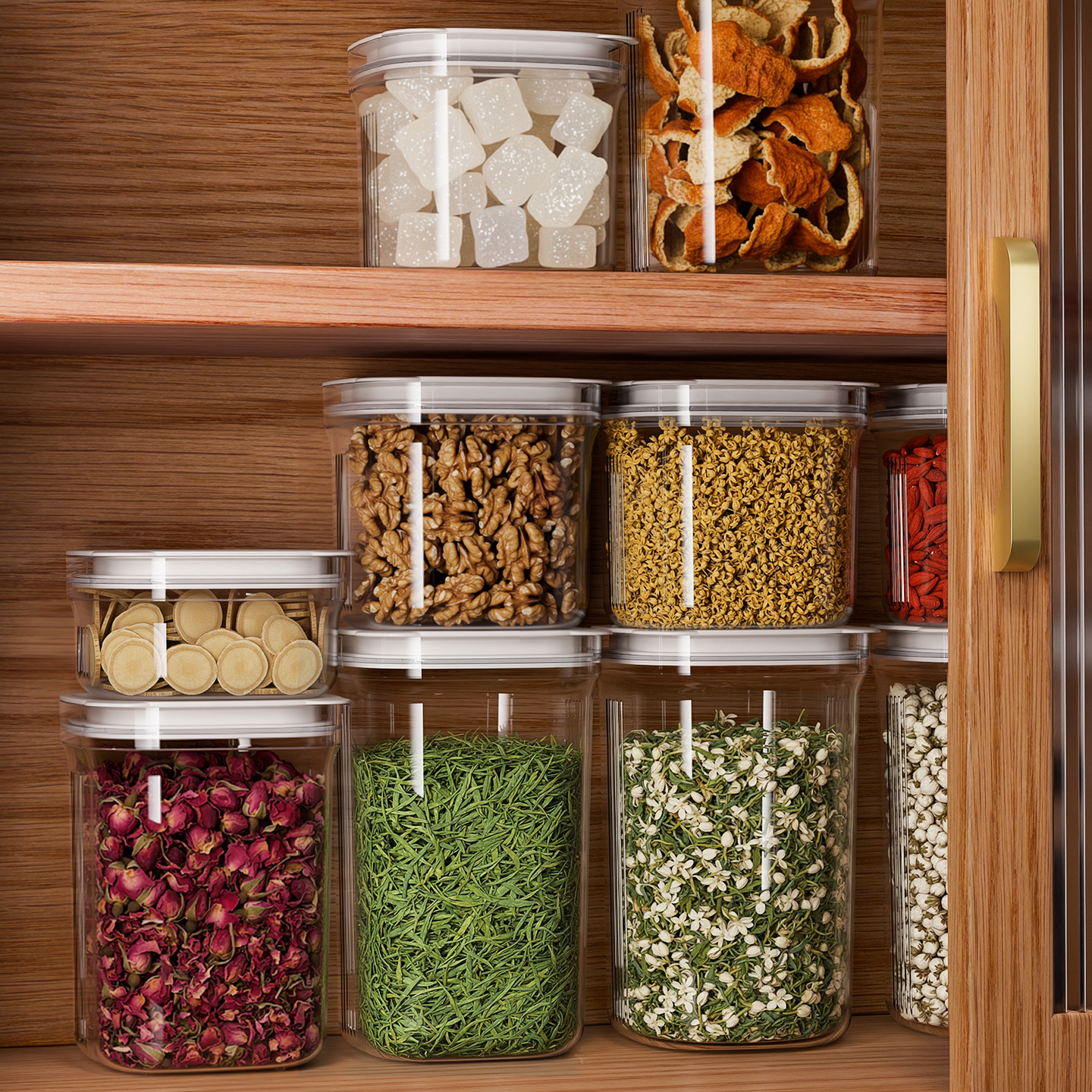 Tanque de sellado granos de cocina almacenamiento de grano de grano caja de plástico transparente de grado alimenticio bocadillos productos secos tanque de almacenamiento de té