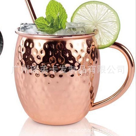 Venta caliente transfronteriza Copa de Moscú taza de mula 304 acero inoxidable chapado en cobre punto de martillo taza desnuda copa de vino copa de cóctel taza