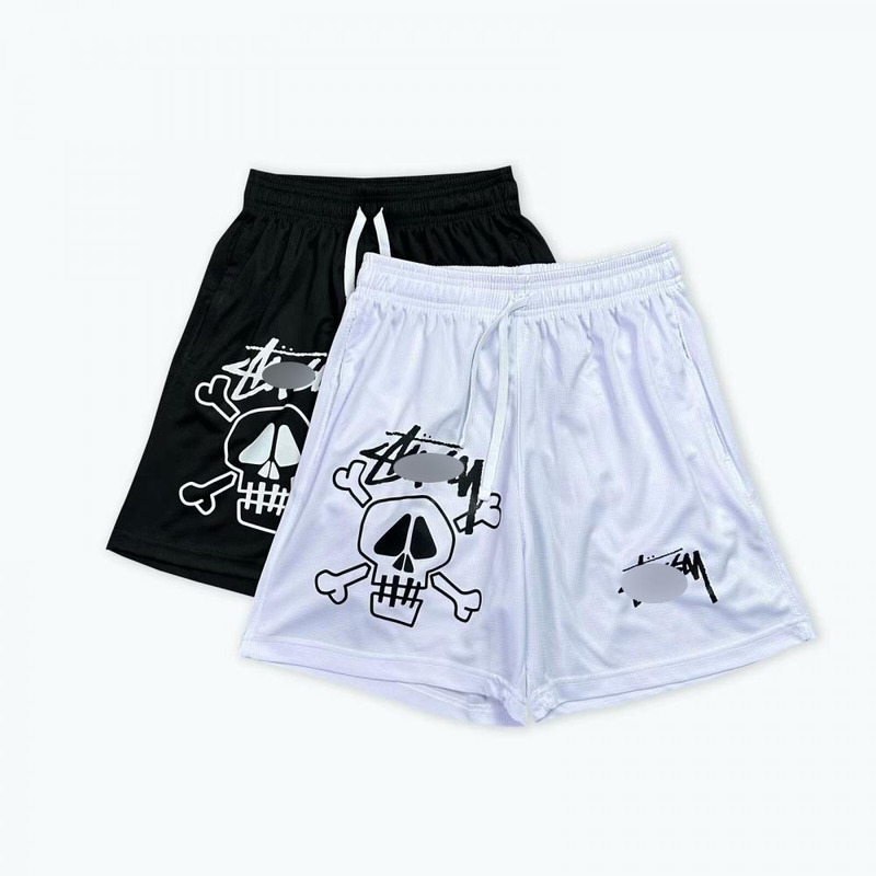 High Street Style Stussy Skull Print Mesh Sports Shorts Breathable Quick-Dry Casual Shorts White Mesh Pants High Street Style Stussy Skull Print Mesh Sports Shorts Breathable Quick-Dry Casual Shorts White Mesh Pants