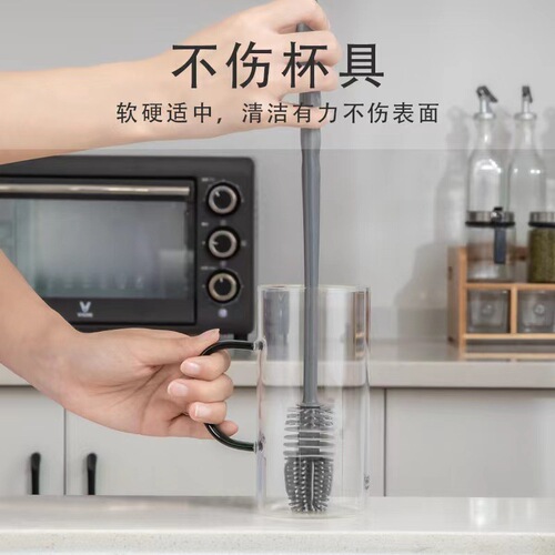 Warm cup brush with no dead ends, long-handled cup brush, hard-bristled bottle brush, cleaning brush, cleaning water cup, cup washing brush artifact