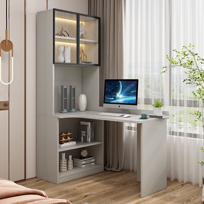 Corner Desk with Integrated Bookshelf, Home Computer Desk and Bookshelf Combination, Study Writing Desk, Student Computer Desk with Bookshelf