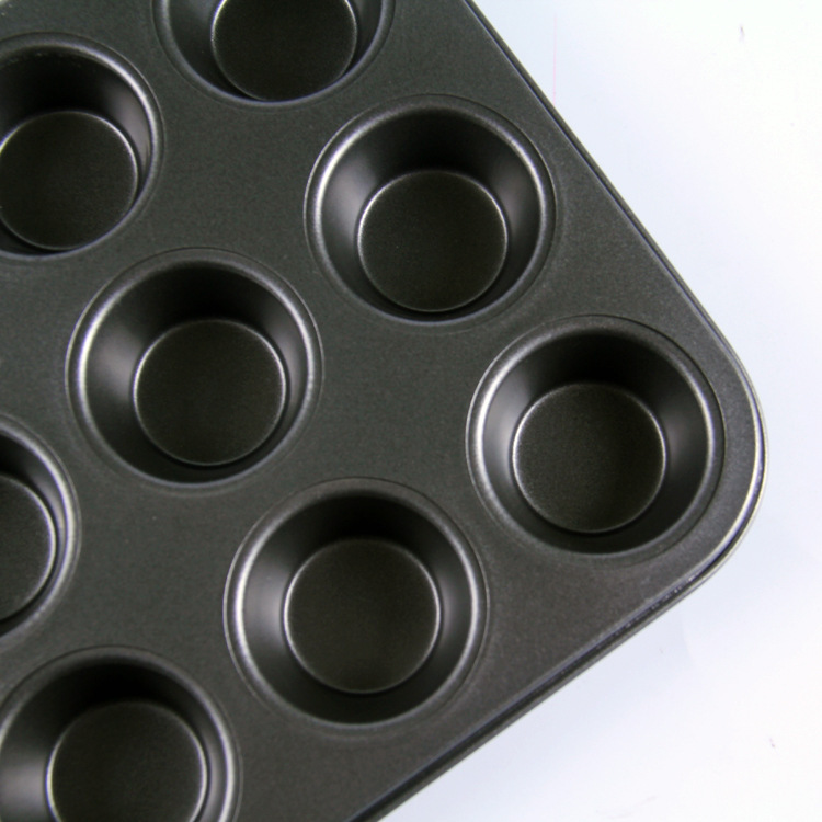 DIY Home Baking 12 Mafen Cup Baking Pan 12 Cups Gold Non-stick Mini Cake Mold Carbon Steel Flat Bottom Pan