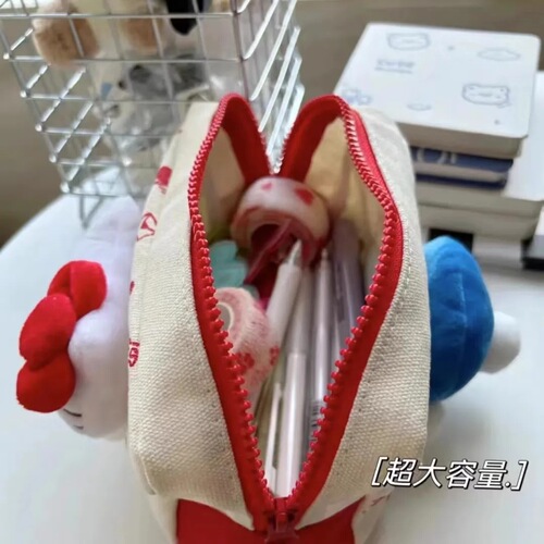Little Red Book's same style Kitty cat high-looking pencil bag girly heart large capacity student portable storage bag wash bag
