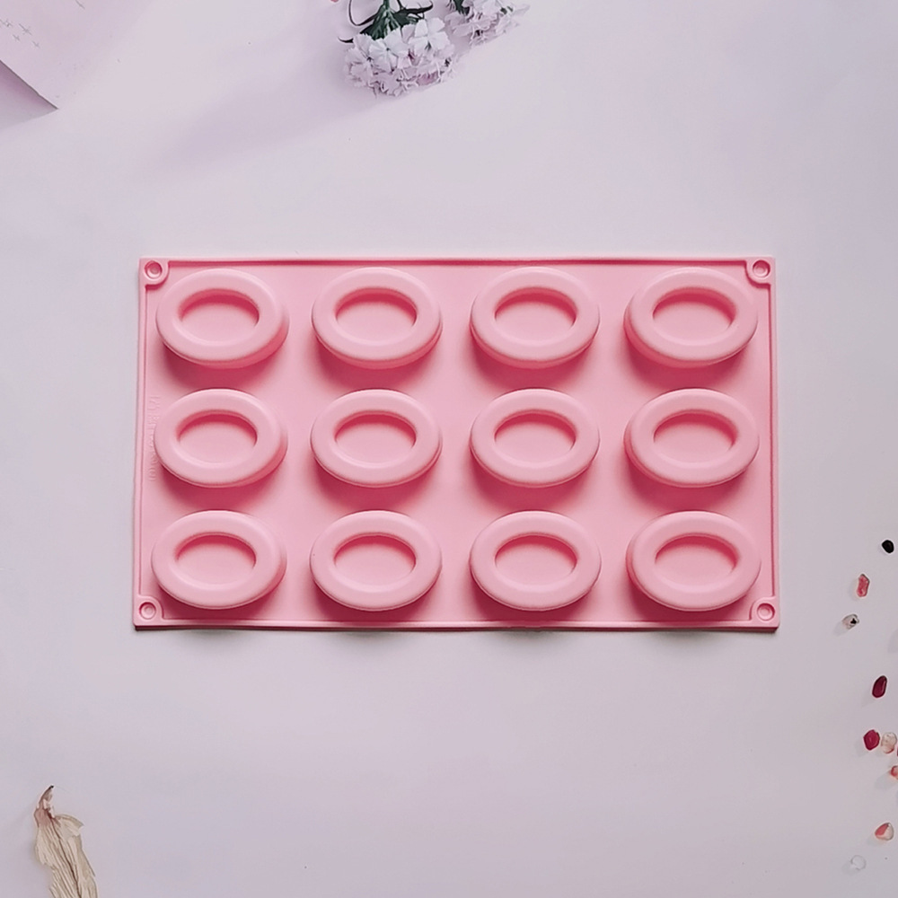 12 donuts elípticos 49 molde de silicona pastel helado pudín molde de postre jabón utensilios