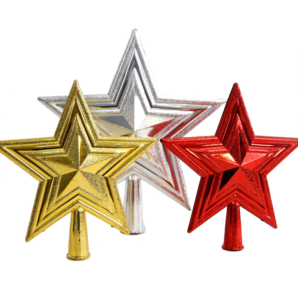 Amazon decoraciones de Navidad doradas árbol de Navidad DIY decoración plástico galvanizado decoración de estrella de pentaco