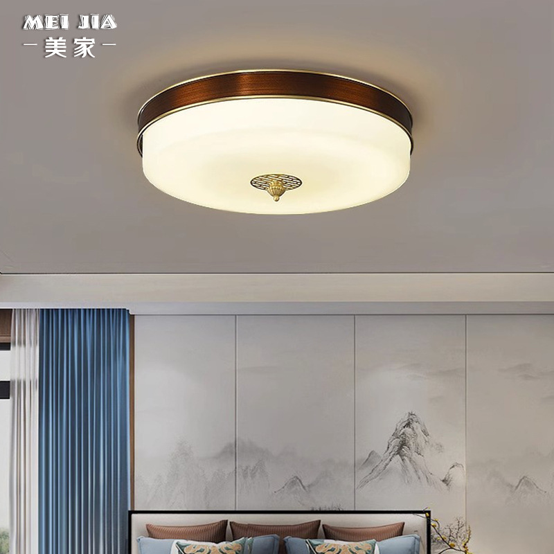 Chinese style simple bedroom ceiling lamp Villa room entrance copper ceiling lamp hotel aisle guest room lamps