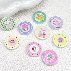 かわいい漫画ボタンカラーチェリーチェック柄子犬リボンアクセサリー DIY アクセサリーヘアピンベビー服装飾バックル