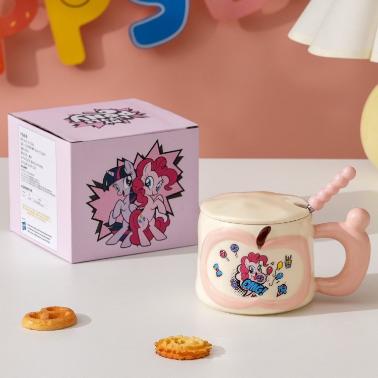 Bonito pony taza de cerámica taza de cerámica taza con cubierta taza de agua creativa taza casera regalo de cumpleaños para chicas