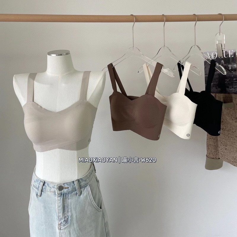 MIAOXIAOYAN meow small breasted small strapless vest W620 no steel ring gathered anti-sagging ladies underwear