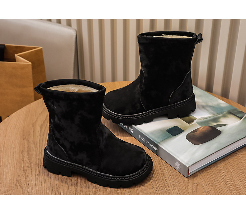 2024 Winter New Girls' Thick Warm Leather Children's Snow Baby Cotton Boots Trendy_voghion.com
