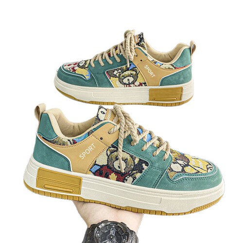 Original and Unique Men's Shoes for Summer 2025 - Breathable Board Shoes, Leisure and Versatile, Thick Soles with Non-slip Function, Student and Sporty Trendy Shoes