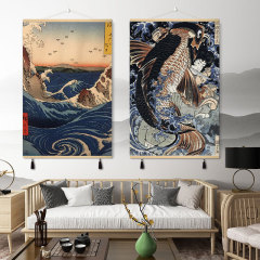 和風浮世絵名画実木巻物掛け絵玄関料亭居酒屋壁画名家作品画