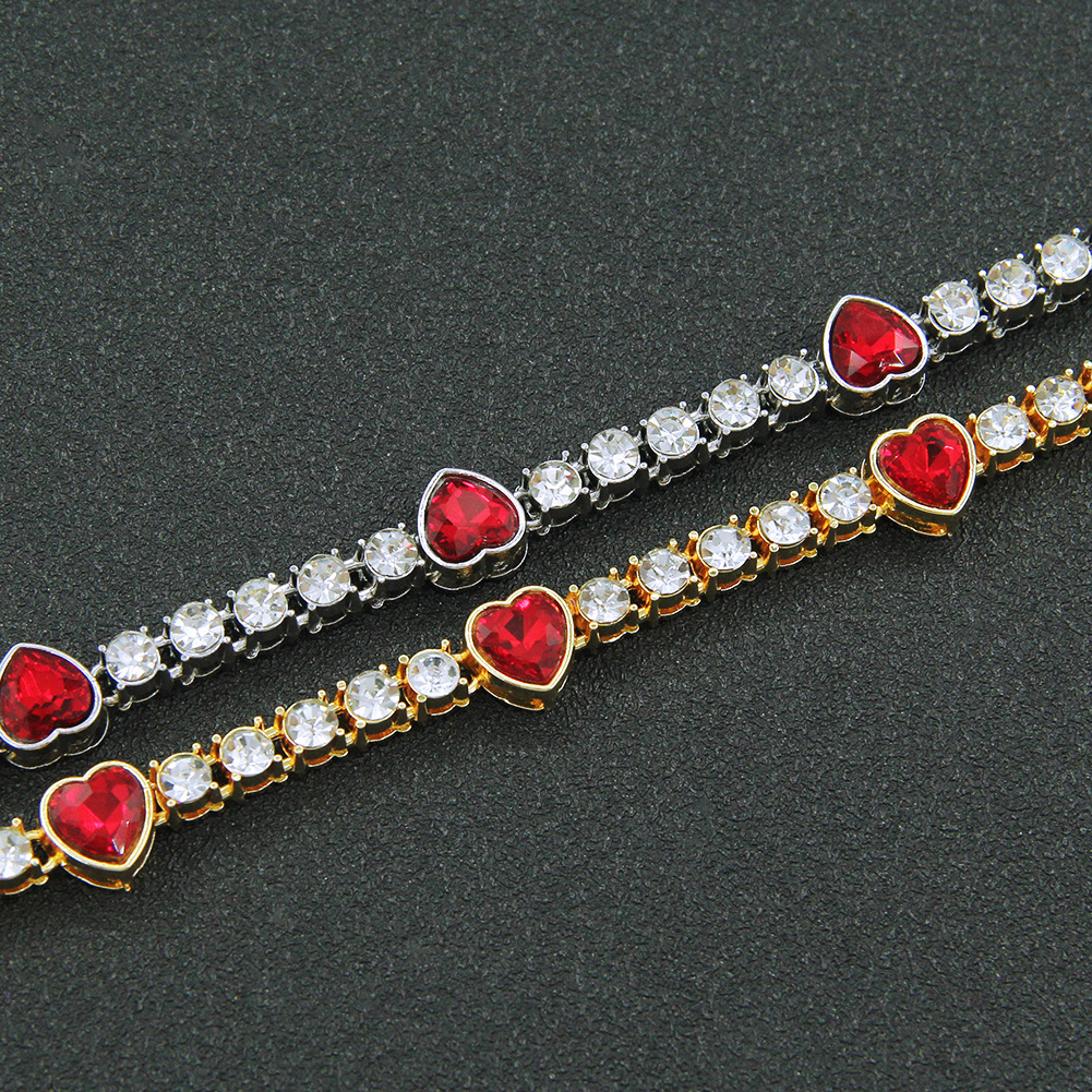 Hip-Hop Heart Shape Rhinestones Alloy Chain Necklaces Wholesale display picture 9