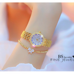 BS New Hot Selling Watches Direct Manufacturer Wholesale Chain Dial Blue Diamond Graduation Full Diamond Women's Watch Drop Shipping FA1598