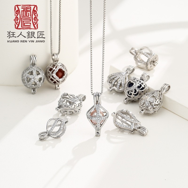 925 colgante de plata de ley titular vacío cera de abejas DIY ámbar titular de plata a su vez clip redondo colgante de cuentas titular 4-10mm joyería de plata