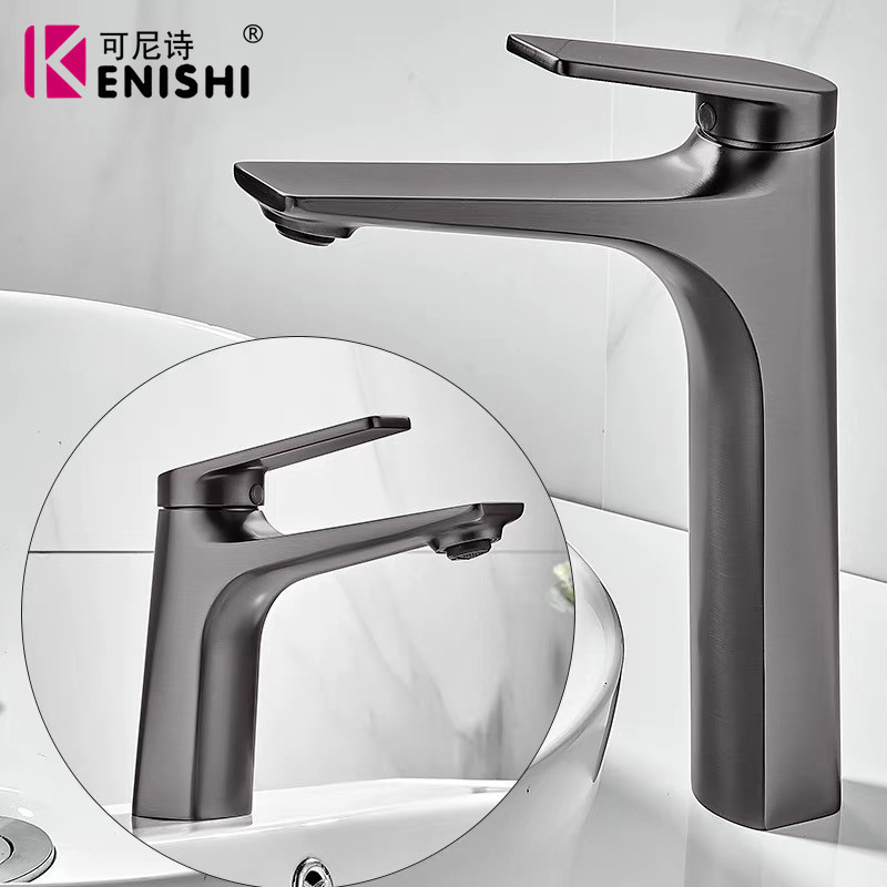 Konis Foreign Trade Specializes in Gun Gray Faucet Washbasin Faucet Washbasin All-Copper Hot and Cold Faucet Konis Foreign Trade Specializes in Gun Gray Faucet Washbasin Faucet Washbasin All-Copper Hot and Cold Faucet