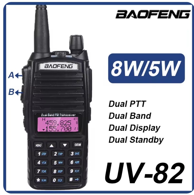 Walkie-talkie Baofeng UV82 de doble transmisor, 5W/8W de alta potencia, para exteriores, de largo alcance, con puerto Tipo-C, fabricante transfronterizo, venta al por mayor