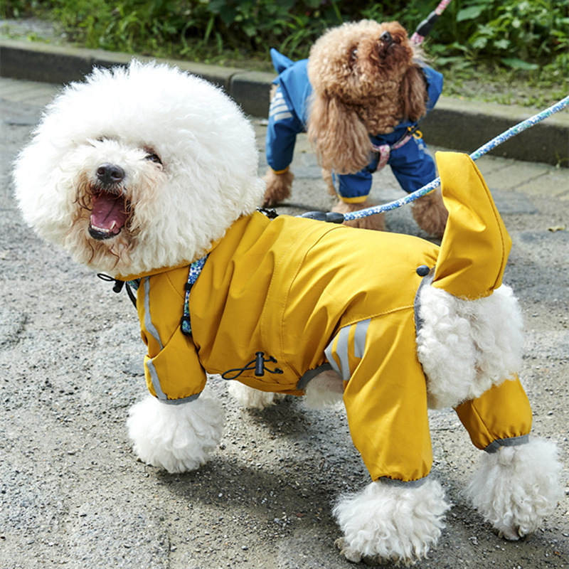 Small dog raincoat all-inclusive dog four-legged raincoat than bear Fadou Teddy's raincoat poncho for puppies