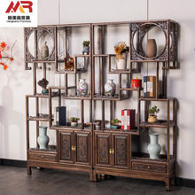 新中式实木博古架多功能书架置物架茶叶陈列柜组合古董中式展示架