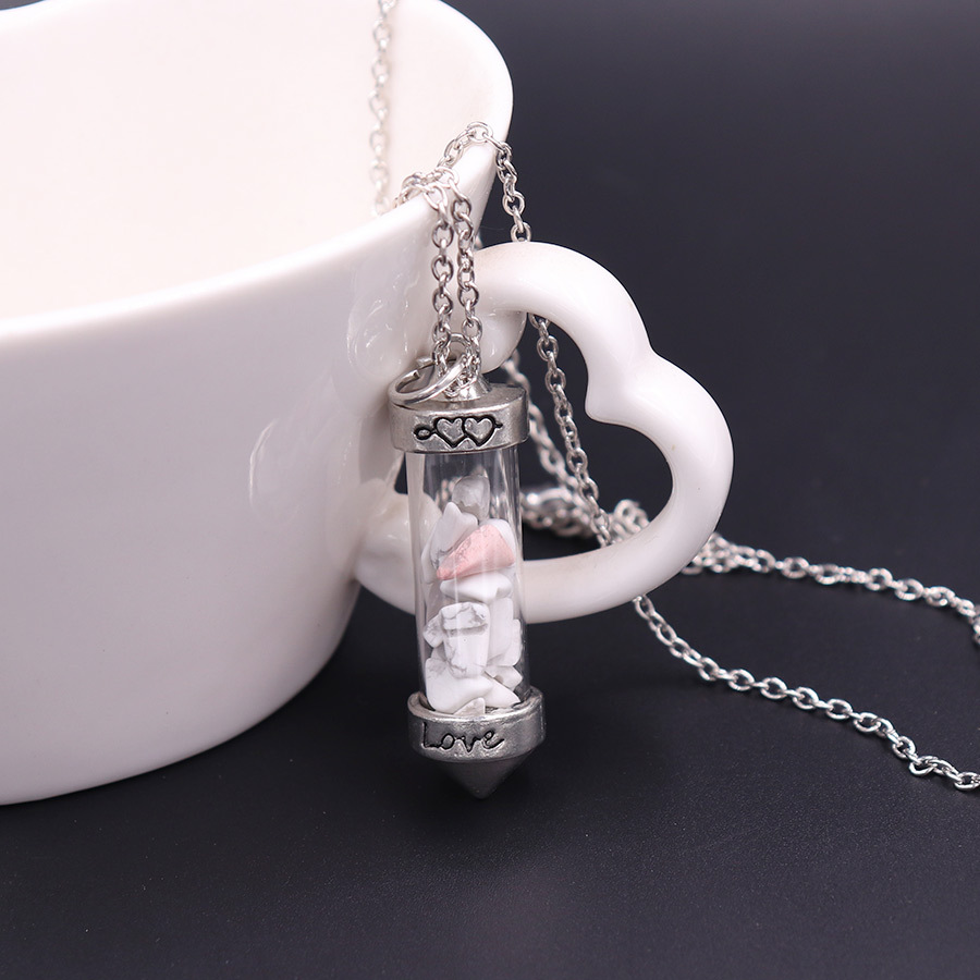 Nuevo collar largo de cristal con doble punta cónica y piedras trituradas, estilo corazón, amor, pareja, cadena para suéter, venta al por mayor image 7