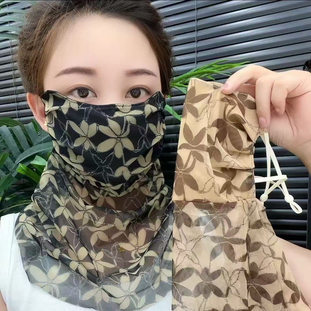 Damen Gesichtsmaske Eisseide Uv Schutz Nackentuch Halstuch Sommer_voghion.com