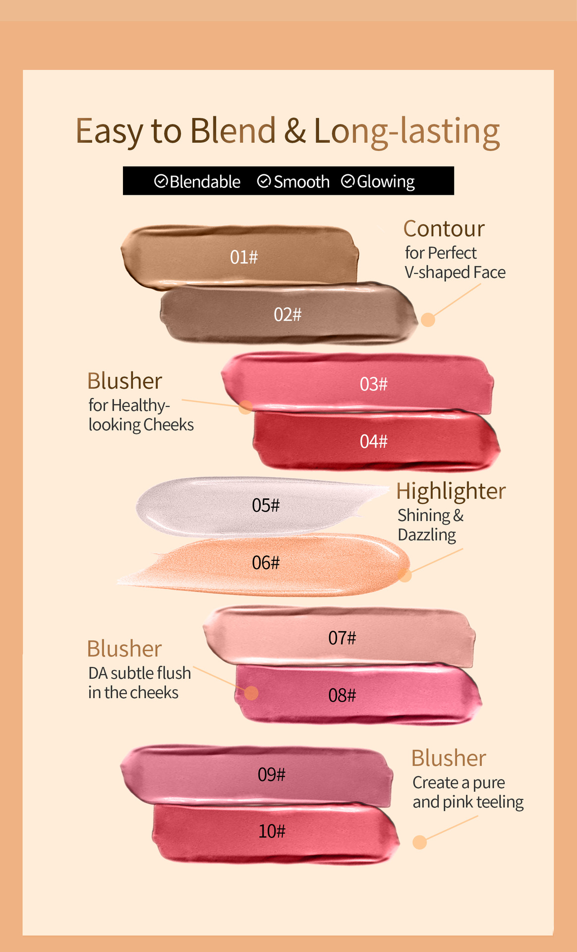 HelloKiss Liquid Highlighter Contouring Multi-functional Makeup Pen Sponge Tip Fine Sparkling Highlighter Liquid Blush Cross-border Item Picture