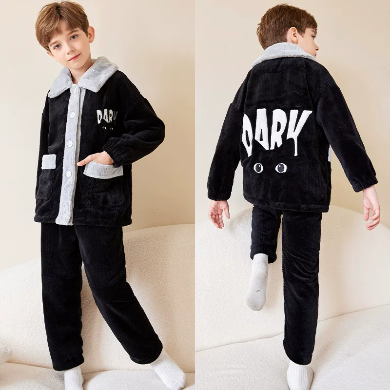 Фланелевая демисезонная детская пижама кораллового бархата для мальчиков, подростков, осень