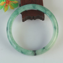 天然A货镯子翡翠有证书60-64大圈口手镯漂花缅甸玉石手饰珠宝饰品