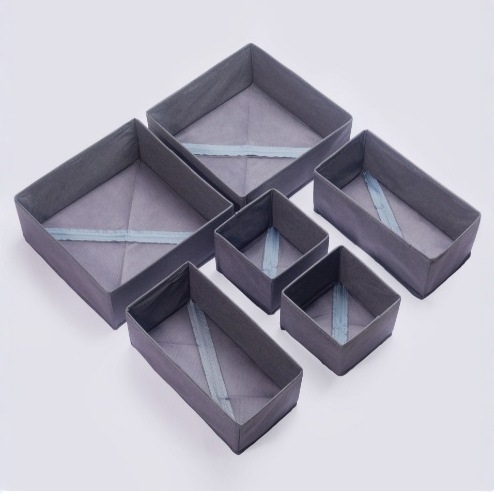 Cross-Border Drawer Style Underwear Storage Box, Socks Bra Underwear Drawer Organizer, Foldable Six-Piece Set Storage Box