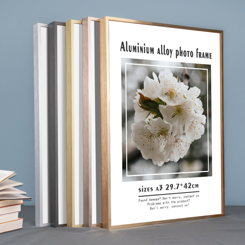Aluminum Alloy Narrow A4 Photo Frame Advertising Poster Business License Frame DIY Picture Frame Tabletop Metal Photo Frame Wholesale