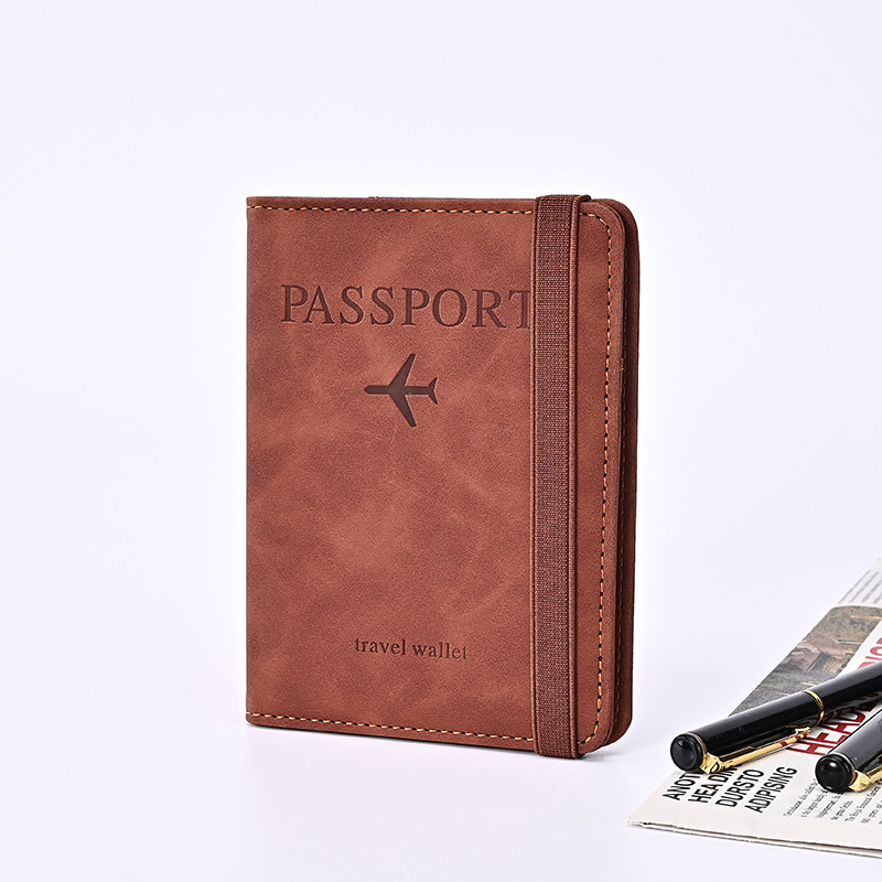 Cruzar la frontera de cuero de la PU nueva bolsa de pasaporte de viaje personalizado RFID Multi-función bolsa de almacenamiento de documentos simple en stock al por mayor