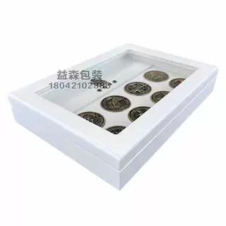 工厂定制 木质纪念章礼盒 翻盖密度板徽章盒 白色英雄勋章烤漆木